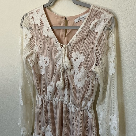 LOVERS AND FRIENDS x REVOLVE | Lace Floral Haiden Mini Dress in Ivory | Size S - Picture 5 of 13